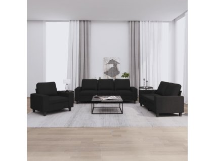 vidaXL 3dílná sedací souprava černá textil