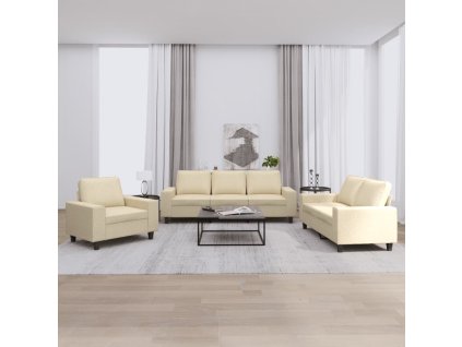 vidaXL 3dílná sedací souprava krémová textil