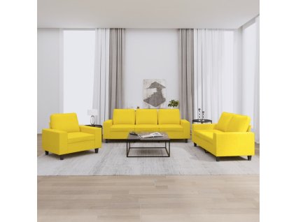 vidaXL 3dílná sedací souprava světle žlutá textil