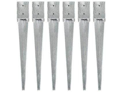 vidaXL Kotvící hroty 6 ks stříbrné 10 x 10 x 76 cm pozinkovaná ocel