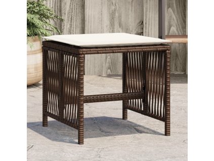 vidaXL Zahradní stoličky s poduškami 4 ks hnědé 41x41x36 cm polyratan