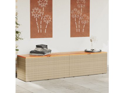vidaXL Zahradní úložný box béžový 220 x 50 x 54 cm polyratan a akácie