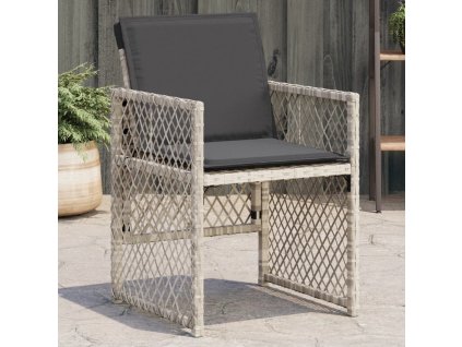 vidaXL Zahradní křesla s poduškami 4 ks světle šedá polyratan