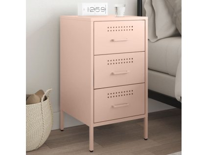 vidaXL Noční stolek růžový 36 x 39 x 68 cm ocel