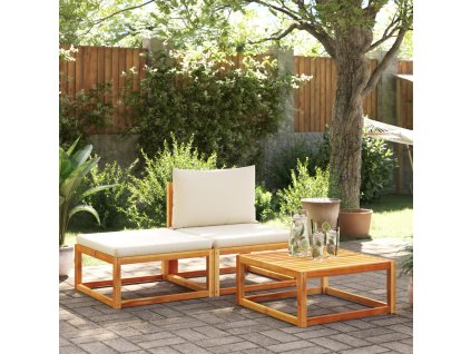 vidaXL 3dílná zahradní sedací souprava s polštáři, akácie a ratan