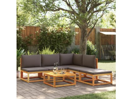 vidaXL 6dílná zahradní sedací souprava s polštáři, akácie a provaz