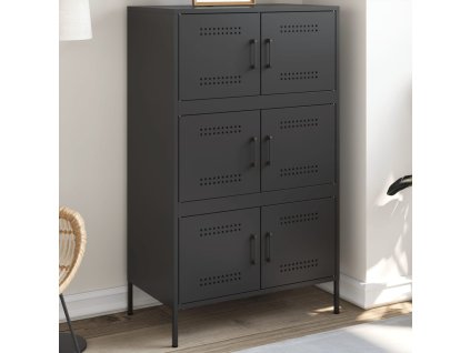 vidaXL Skříň highboard černá 68 x 39 x 113 cm ocel