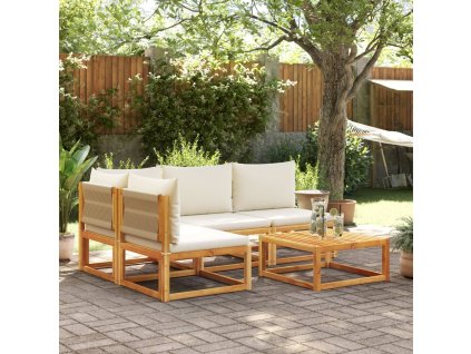 vidaXL 5dílná zahradní sedací souprava s polštáři, akácie a provaz