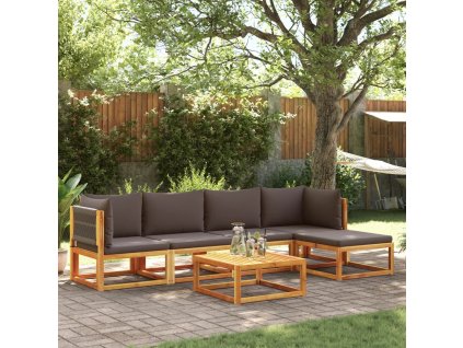 vidaXL 6dílná zahradní sedací souprava s polštáři, akácie a provaz