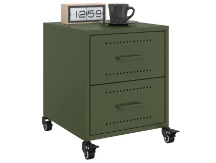 vidaXL Noční stolky 2 ks olivově zelené 36 x 39 x 43,5 cm ocel