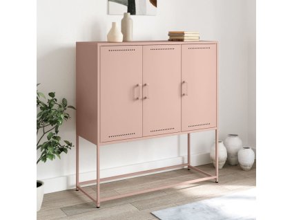 vidaXL Skříň highboard růžová 100,5 x 39 x 107 cm ocel