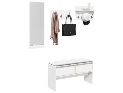 vidaXL 4dílný nábytek do předsíně bílý kompozitní dřevo