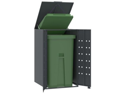 vidaXL Úložný prostor na popelnici na kolečkách pro jednu popelnici antracitový 69 x 79 x 117 cm ocelový