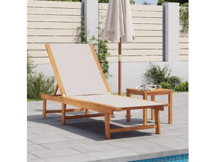 vidaXL Zahradní lehátko šedé masivní akácie a textilen