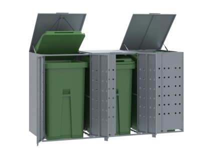 vidaXL Box na 3 popelnice šedý 207 x 79 x 117 cm ocel