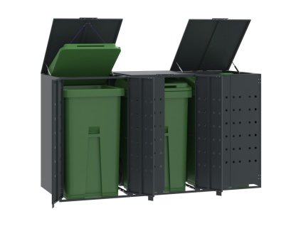 vidaXL Box na 3 popelnice antracitový 207 x 79 x 117 cm ocel