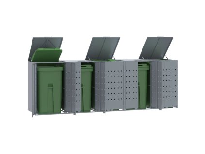 vidaXL Box na 5 popelnic šedý 345 x 79 x 117 cm ocel