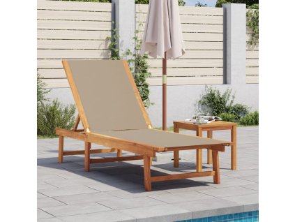 vidaXL Zahradní lehátko taupe masivní akácie a textilen