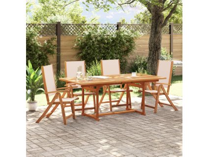 vidaXL Skládací zahradní židle 4 ks masivní akáciové dřevo a textilen