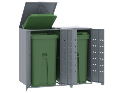 vidaXL Box na 2 popelnice šedý 138 x 79 x 117 cm ocel