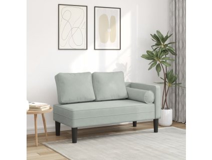 vidaXL Lenoška s poduškami světle šedá samet