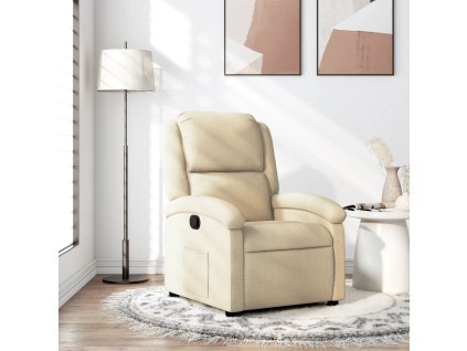 vidaXL Polohovací křeslo krémové textil