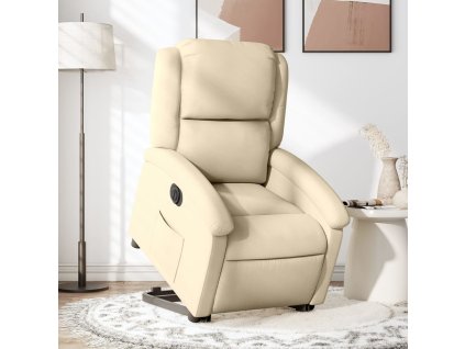 vidaXL Elektrické zvedací polohovací křeslo krémové textil