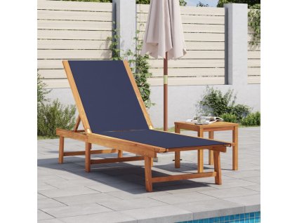 vidaXL Zahradní lehátko modré masivní akácie a textilen