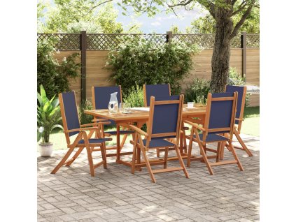 vidaXL 7dílný zahradní jídelní set masivní akáciové dřevo a textilen