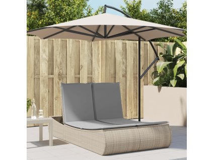 vidaXL Dvojité zahradní lehátko s poduškami béžové polyratan