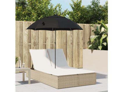 vidaXL Dvojité lehátko s poduškami a slunečníkem béžové polyratan