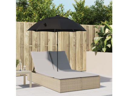 vidaXL Dvojité lehátko s poduškami a slunečníkem béžové polyratan