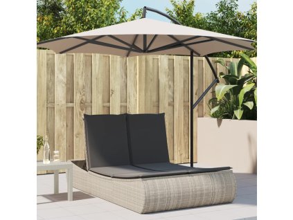 vidaXL Dvojité zahradní lehátko s poduškami světle šedé polyratan