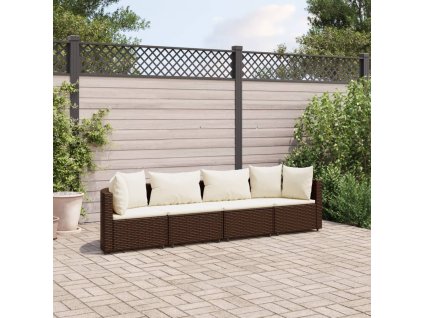 vidaXL 4dílná zahradní sedací souprava s poduškami hnědá polyratan