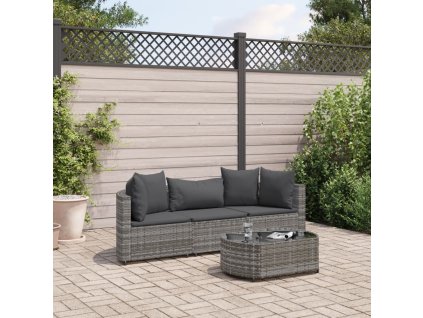 vidaXL 4dílná zahradní sedací souprava s poduškami šedá polyratan