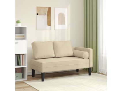 vidaXL Lenoška s poduškami krémová textil