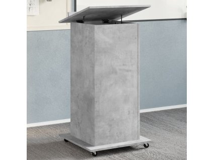 vidaXL Přednáškový pult s kolečky a zásuvkou betonově šedý 55x55x107cm