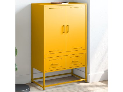 vidaXL Skříň highboard hořčicově žlutá 68x39x111,5 cm ocel
