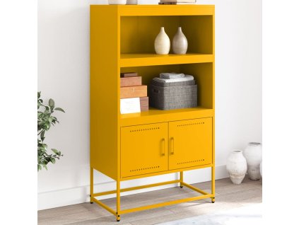 vidaXL Skříň highboard hořčicově žlutá 68,5 x 38,5 x 123,5 cm ocel