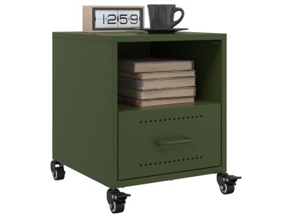 vidaXL Noční stolky 2 ks olivově zelené 36 x 39 x 43,5 cm ocel