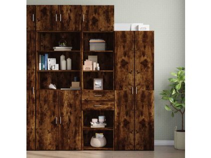 vidaXL Úzká úložná skříňka kouřový dub 50x42,5x225 cm kompozitní dřevo
