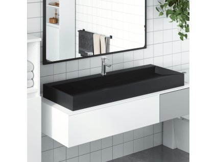 vidaXL Umyvadlo 120 x 46 x 11 cm minerální/mramorový kompozit černé