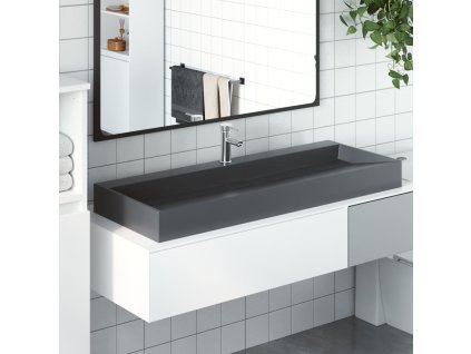 vidaXL Umyvadlo 120x46x11 cm minerální/mramorový kompozit antracitové