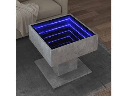 vidaXL Konferenční stolek s LED betonově šedý 50 x 50 x 45 cm kompozit