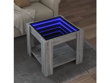 vidaXL Konferenční stolek s LED šedý sonoma 53 x 53 x 45 cm kompozit