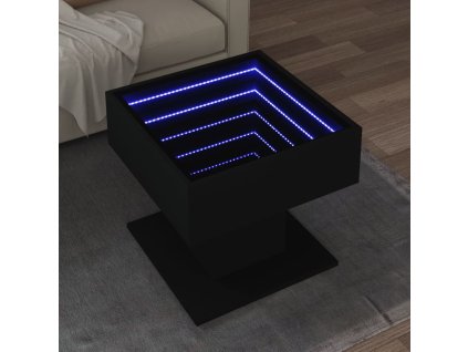 vidaXL Konferenční stolek s LED černý 50 x 50 x 45 cm kompozitní dřevo