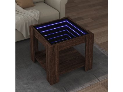 vidaXL Konferenční stolek s LED hnědý dub 53x53x45 cm kompozitní dřevo