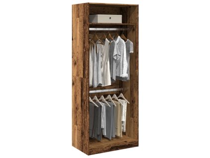 vidaXL Šatní skříň old wood 80 x 50 x 200 cm kompozitní dřevo