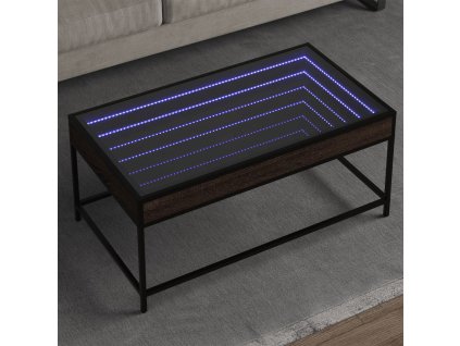 vidaXL Konferenční stolek s Infinity LED hnědý dub 90 x 50 x 41 cm