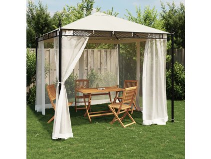 vidaXL Altán se síťovanými stěnami krémový 2,93 x 2,93 m ocel